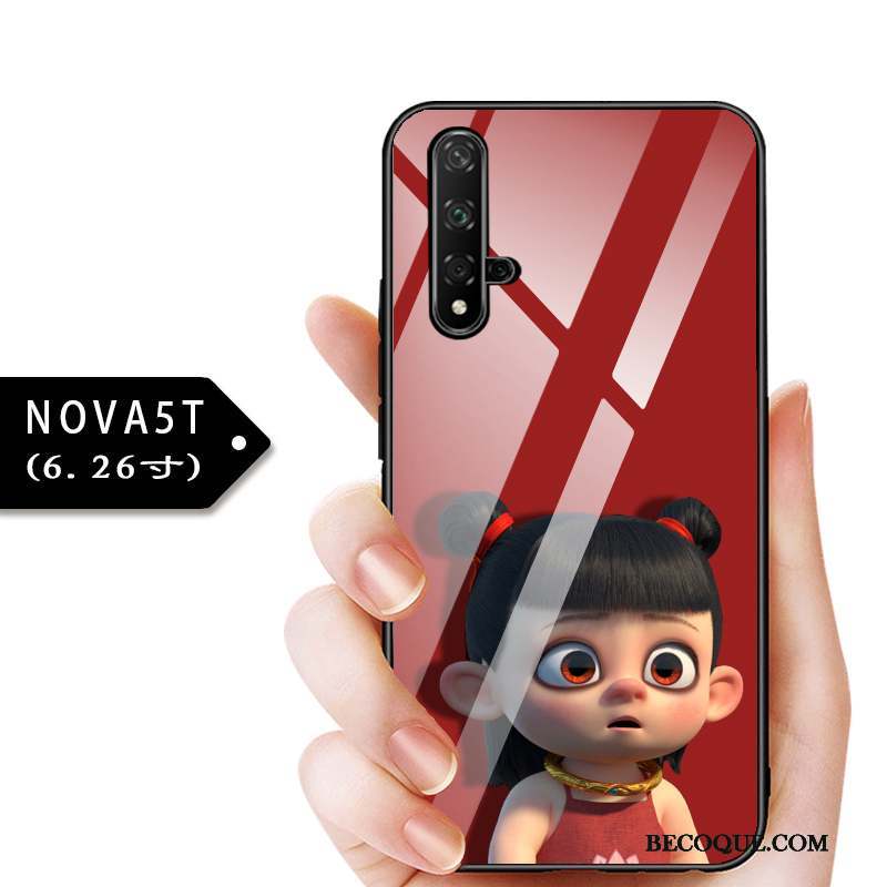 Huawei Nova 5t Coque Protection Enfant Verre Bleu Mince Étui