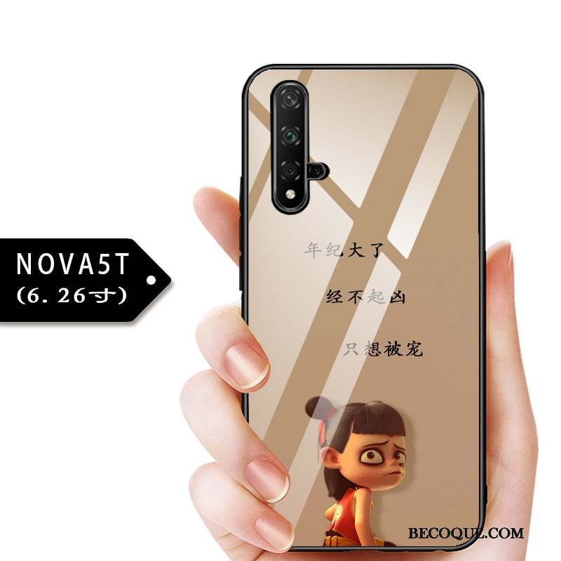 Huawei Nova 5t Coque Protection Enfant Verre Bleu Mince Étui