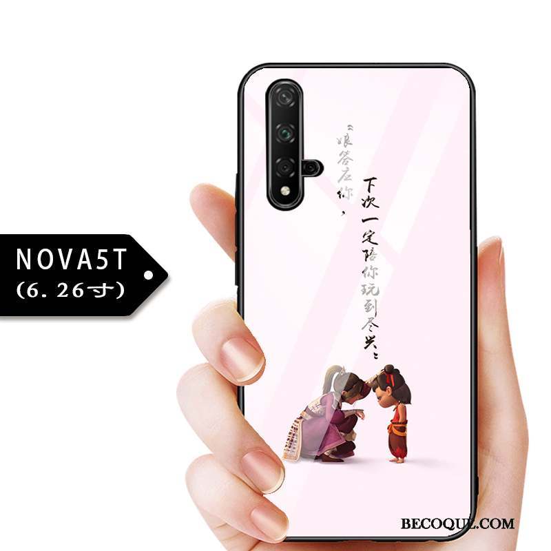 Huawei Nova 5t Coque Protection Enfant Verre Bleu Mince Étui