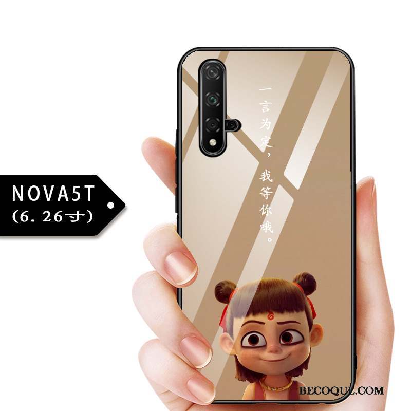 Huawei Nova 5t Coque Protection Enfant Verre Bleu Mince Étui