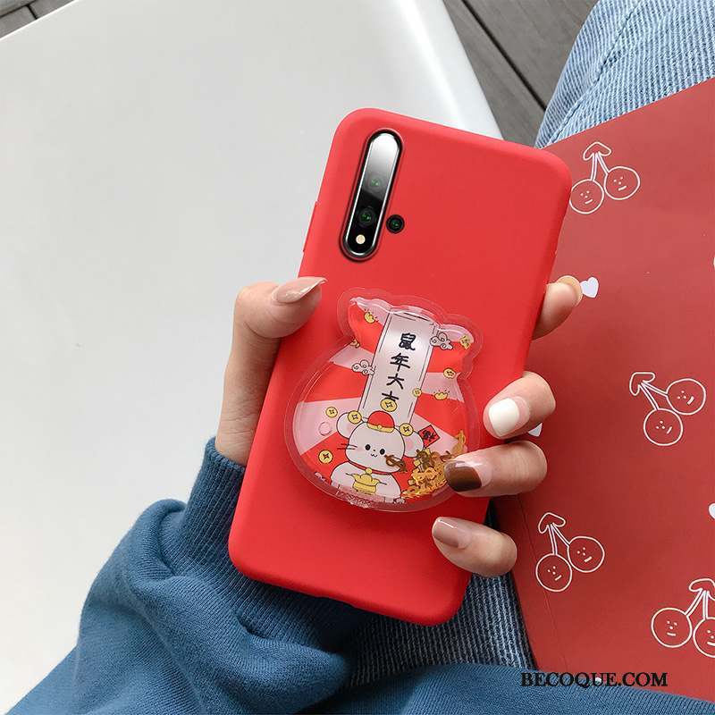 Huawei Nova 5t Coque Rat Net Rouge Silicone Amoureux Étui Charmant