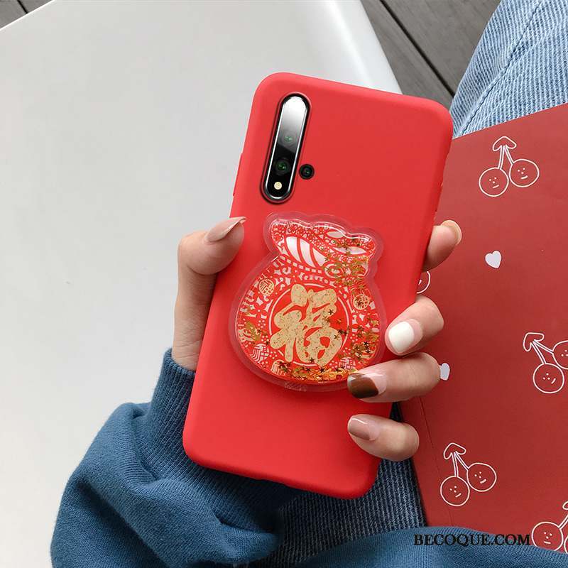 Huawei Nova 5t Coque Rat Net Rouge Silicone Amoureux Étui Charmant