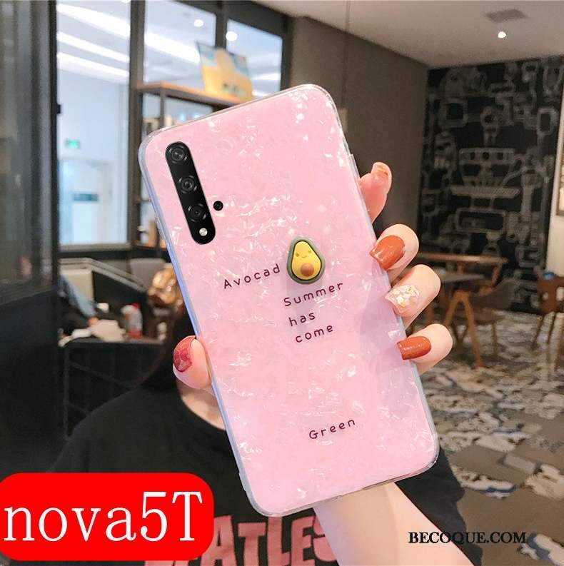 Huawei Nova 5t Coque Silicone Net Rouge Rose Créatif Tendance Personnalité