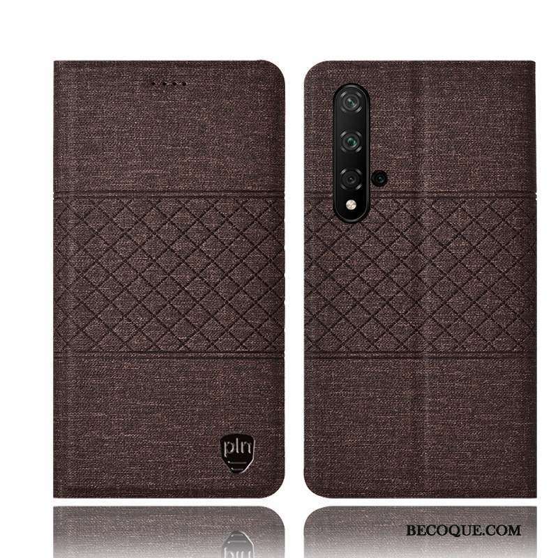 Huawei Nova 5t Coque Étui Incassable Lin Tout Compris Protection Rose