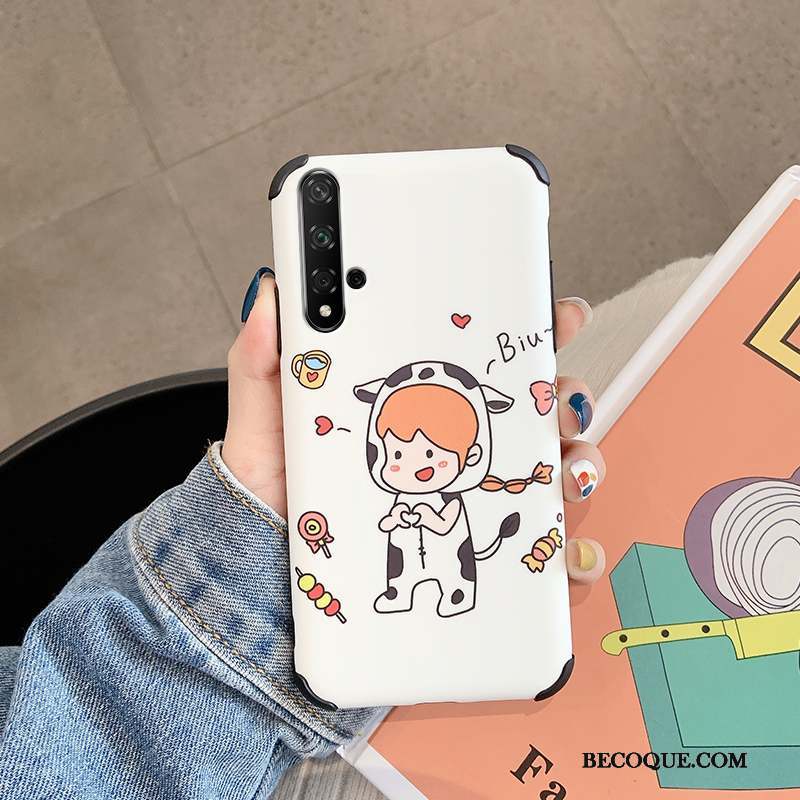 Huawei Nova 5t Dessin Animé Délavé En Daim Coque De Téléphone Vert Nouveau Personnalité