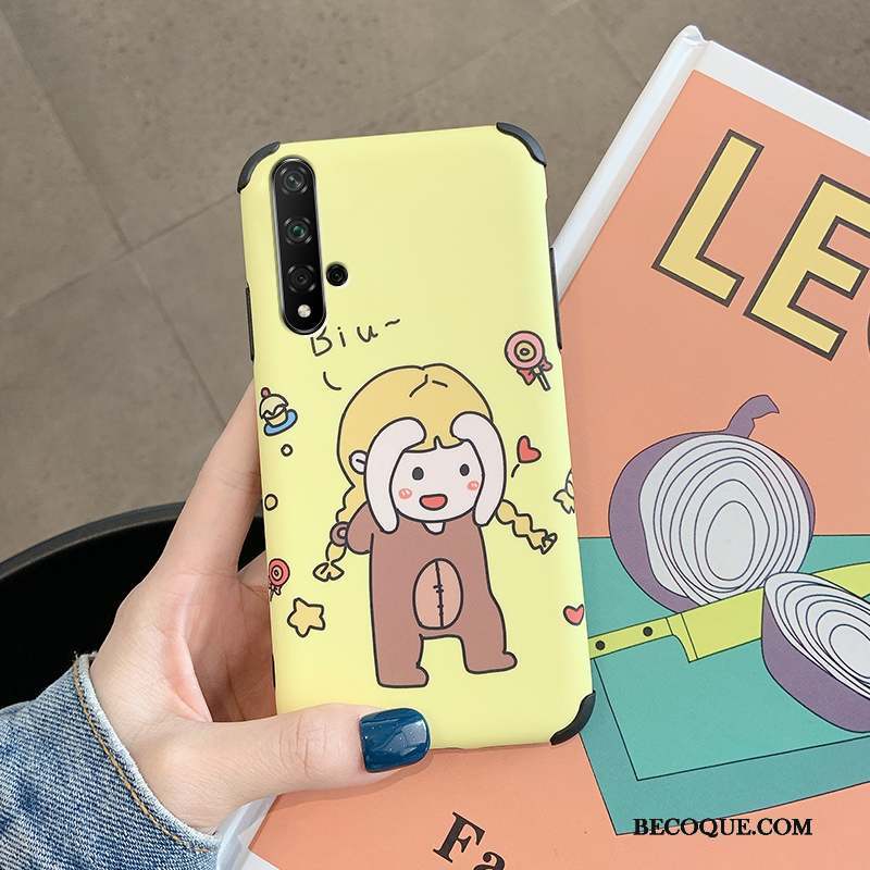 Huawei Nova 5t Dessin Animé Délavé En Daim Coque De Téléphone Vert Nouveau Personnalité