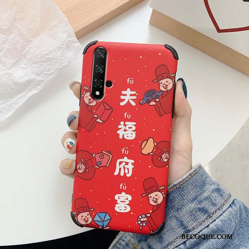 Huawei Nova 5t Dessin Animé Délavé En Daim Coque De Téléphone Vert Nouveau Personnalité