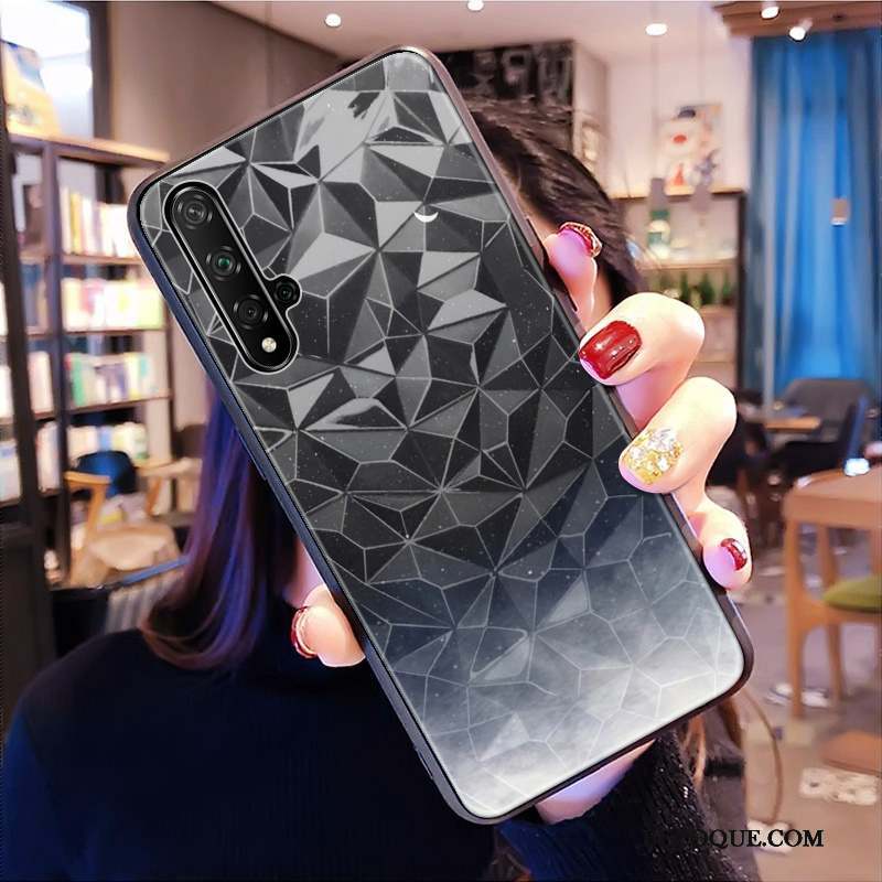 Huawei Nova 5t Net Rouge Losange Noir Marque De Tendance Coque De Téléphone Modèle Fleurie