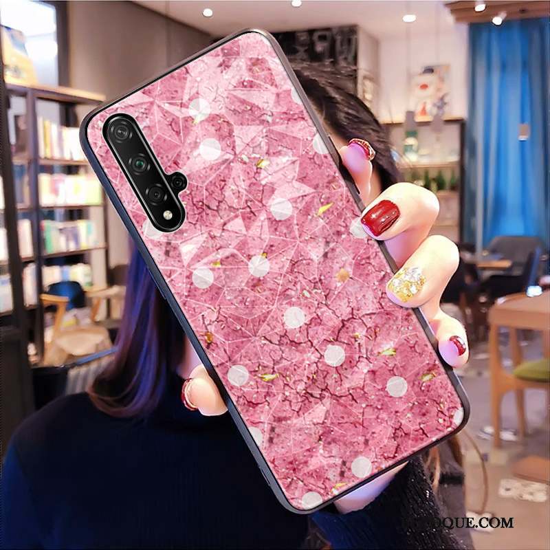 Huawei Nova 5t Net Rouge Losange Noir Marque De Tendance Coque De Téléphone Modèle Fleurie