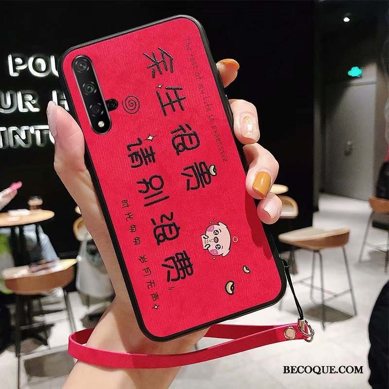 Huawei Nova 5t Rouge Fluide Doux Incassable Tissu Étui Coque De Téléphone