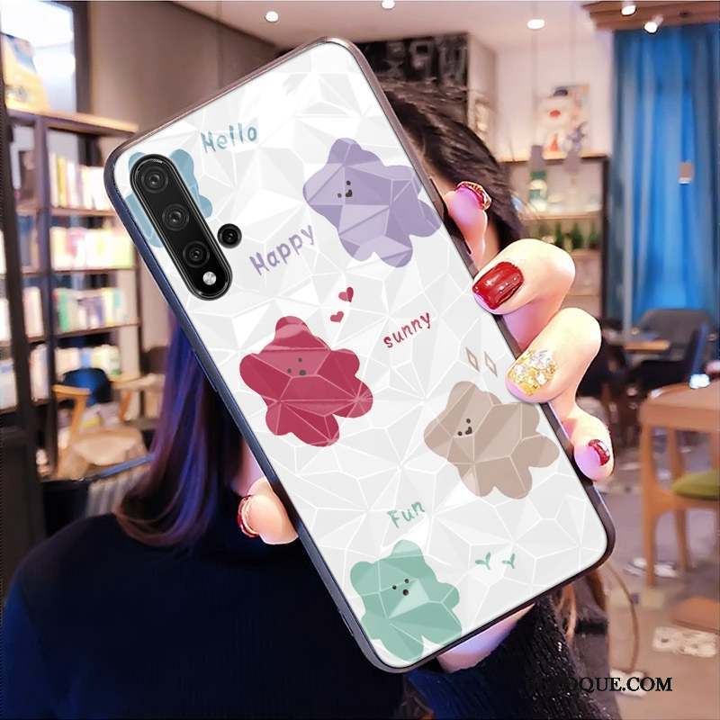 Huawei Nova 5t Tout Compris Net Rouge Rose Losange Modèle Fleurie Coque De Téléphone