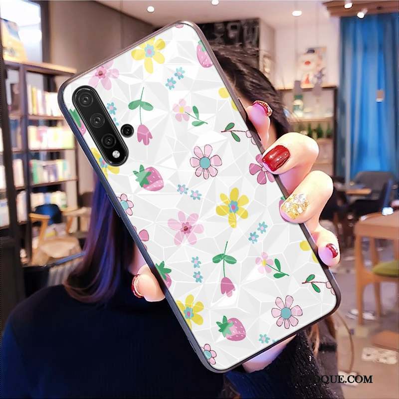 Huawei Nova 5t Tout Compris Net Rouge Rose Losange Modèle Fleurie Coque De Téléphone