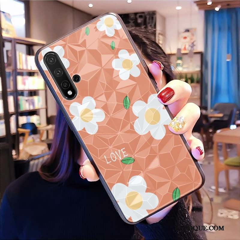 Huawei Nova 5t Tout Compris Net Rouge Rose Losange Modèle Fleurie Coque De Téléphone