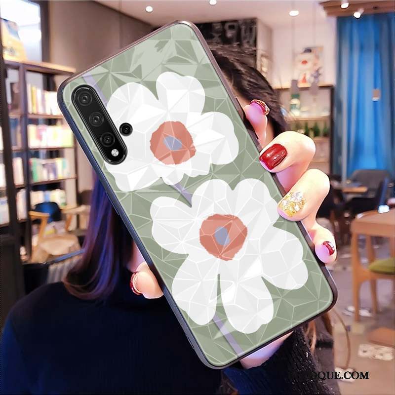 Huawei Nova 5t Tout Compris Net Rouge Rose Losange Modèle Fleurie Coque De Téléphone