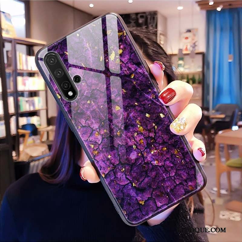 Huawei Nova 5t Étui Personnalité Coque De Téléphone Violet Verre Protection