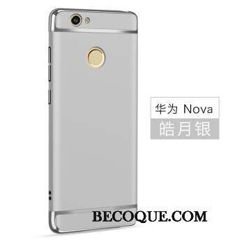 Huawei Nova Coque Bleu Étui Pu Argent Protection Incassable