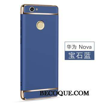 Huawei Nova Coque Bleu Étui Pu Argent Protection Incassable