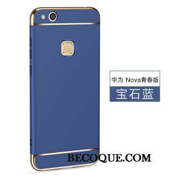Huawei Nova Coque Bleu Étui Pu Argent Protection Incassable