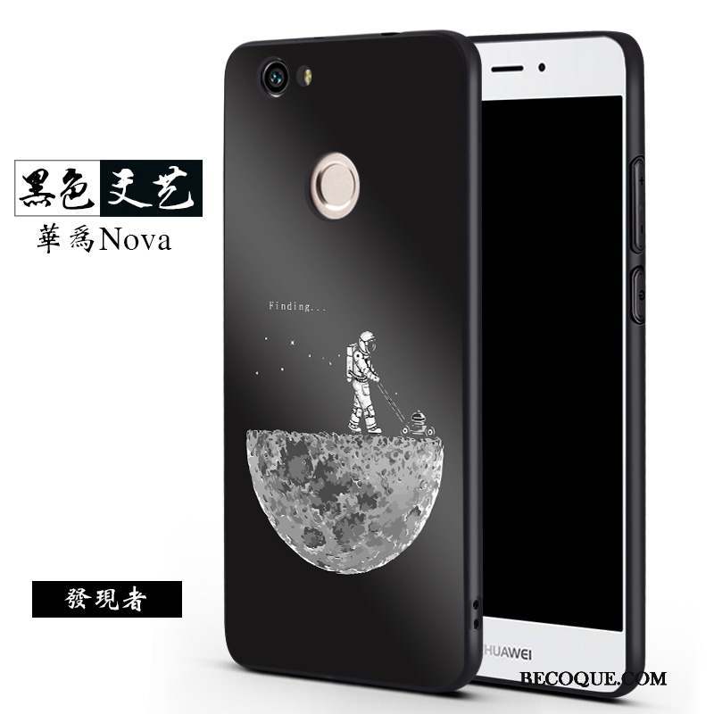 Huawei Nova Coque Tendance Délavé En Daim Silicone Noir Fluide Doux Incassable