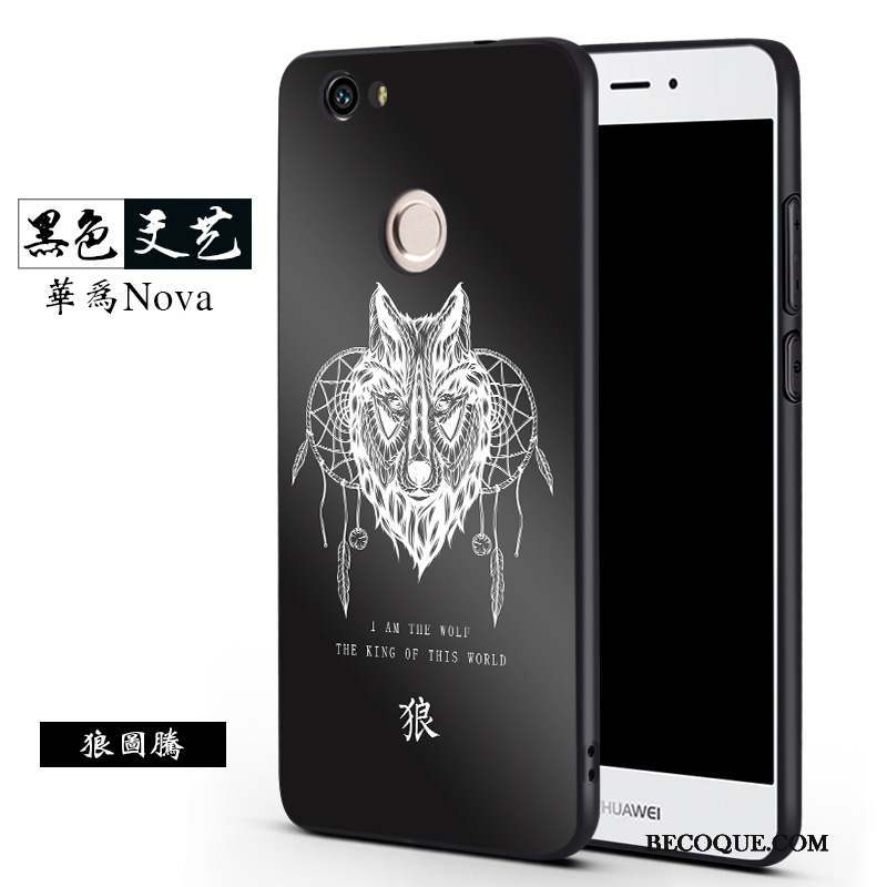 Huawei Nova Coque Tendance Délavé En Daim Silicone Noir Fluide Doux Incassable