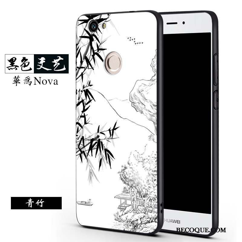 Huawei Nova Coque Tendance Délavé En Daim Silicone Noir Fluide Doux Incassable