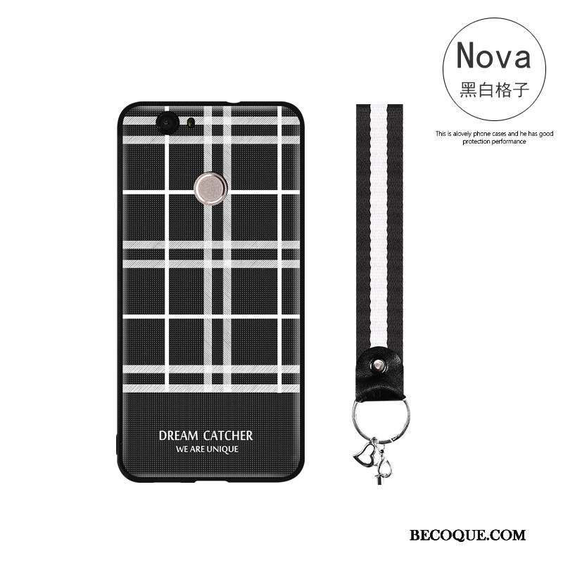 Huawei Nova Coque Tout Compris Gaufrage Rouge Simple Étui Incassable