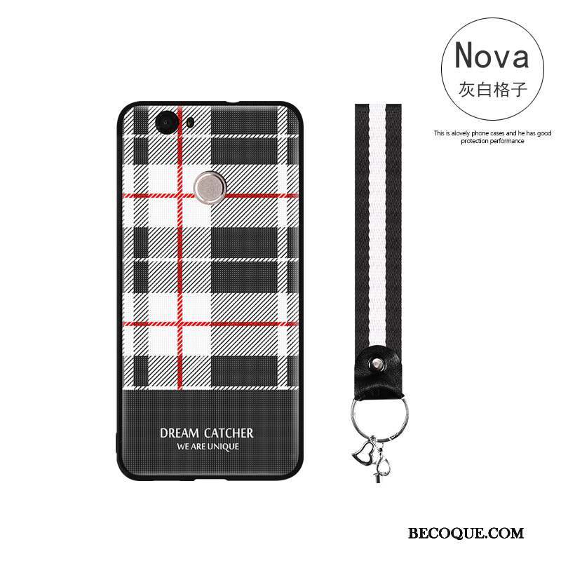 Huawei Nova Coque Tout Compris Gaufrage Rouge Simple Étui Incassable