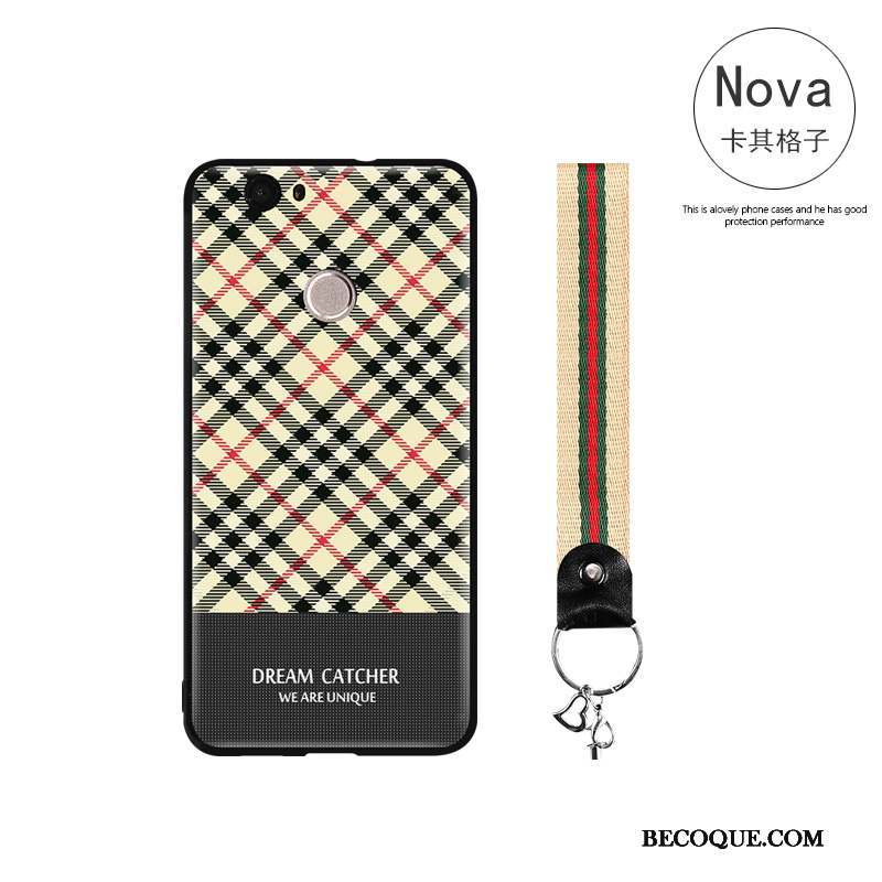 Huawei Nova Coque Tout Compris Gaufrage Rouge Simple Étui Incassable