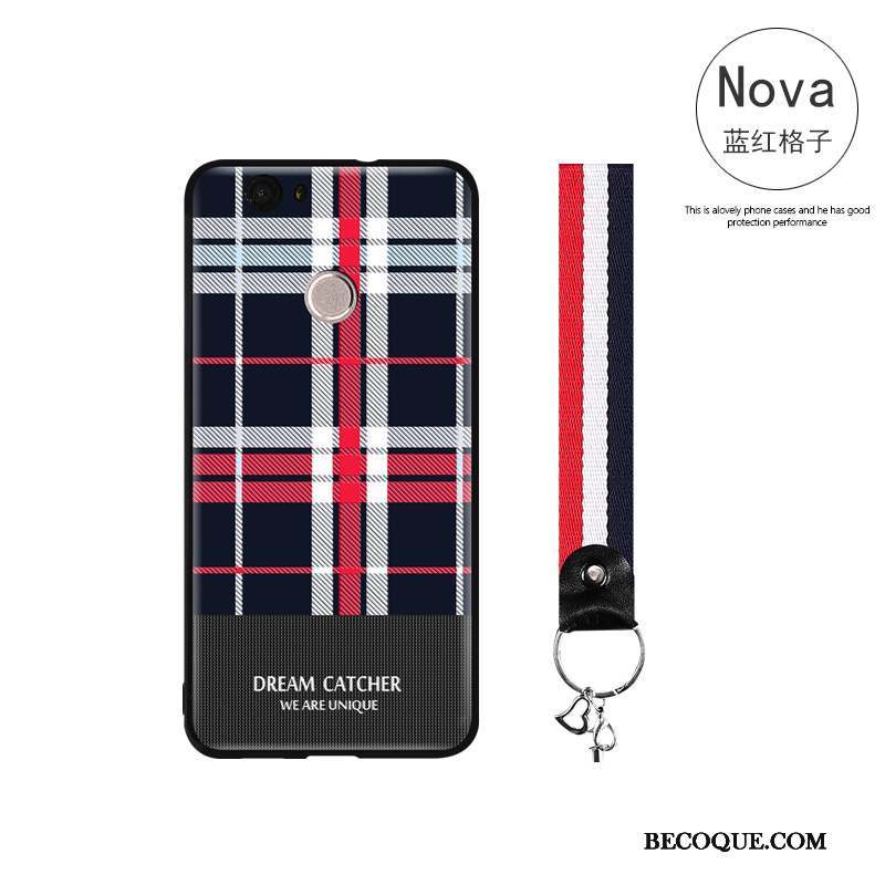 Huawei Nova Coque Tout Compris Gaufrage Rouge Simple Étui Incassable