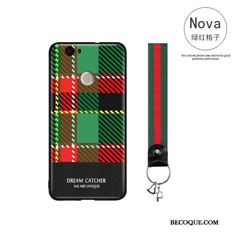 Huawei Nova Coque Tout Compris Gaufrage Rouge Simple Étui Incassable