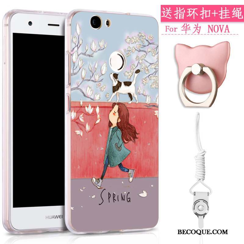 Huawei Nova Fluide Doux Tendance Rose Coque De Téléphone Étui Ornements Suspendus