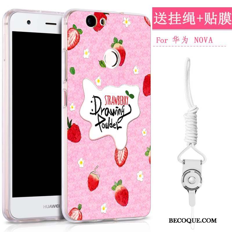 Huawei Nova Fluide Doux Tendance Rose Coque De Téléphone Étui Ornements Suspendus