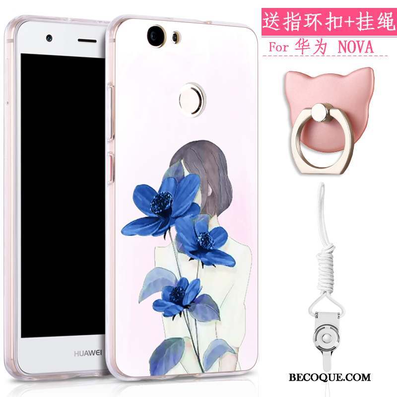 Huawei Nova Fluide Doux Tendance Rose Coque De Téléphone Étui Ornements Suspendus