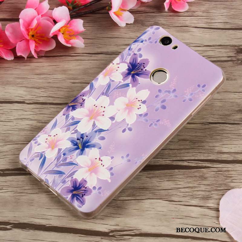 Huawei Nova Gaufrage Dessin Animé Étui Bleu Clair Fluide Doux Coque De Téléphone