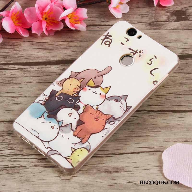 Huawei Nova Gaufrage Dessin Animé Étui Bleu Clair Fluide Doux Coque De Téléphone