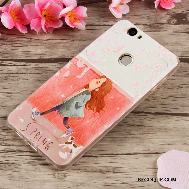 Huawei Nova Gaufrage Dessin Animé Étui Bleu Clair Fluide Doux Coque De Téléphone