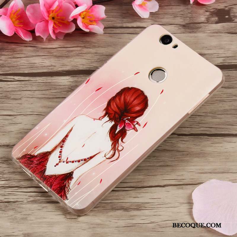 Huawei Nova Gaufrage Dessin Animé Étui Bleu Clair Fluide Doux Coque De Téléphone