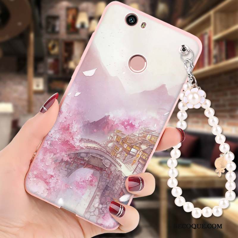 Huawei Nova Silicone Fluide Doux Peinture Coque De Téléphone Rose Protection