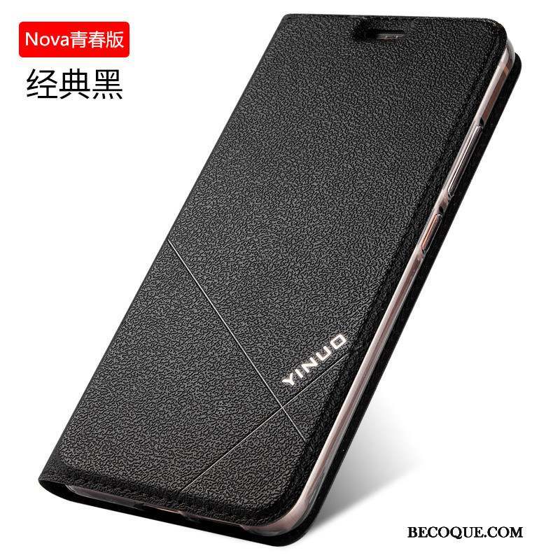 Huawei Nova Silicone Fluide Doux Étui En Cuir Jeunesse Coque De Téléphone Clamshell