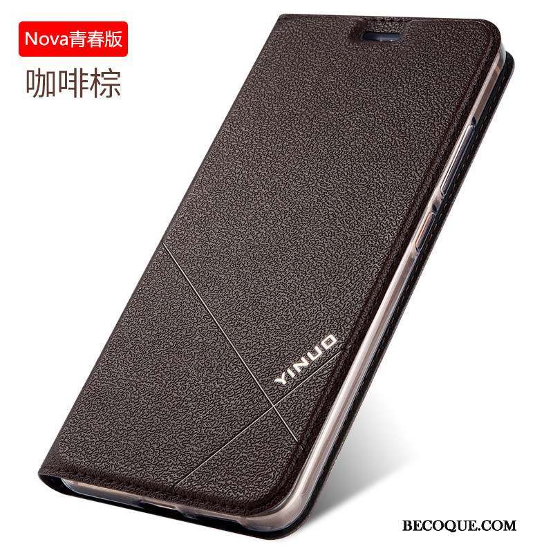 Huawei Nova Silicone Fluide Doux Étui En Cuir Jeunesse Coque De Téléphone Clamshell