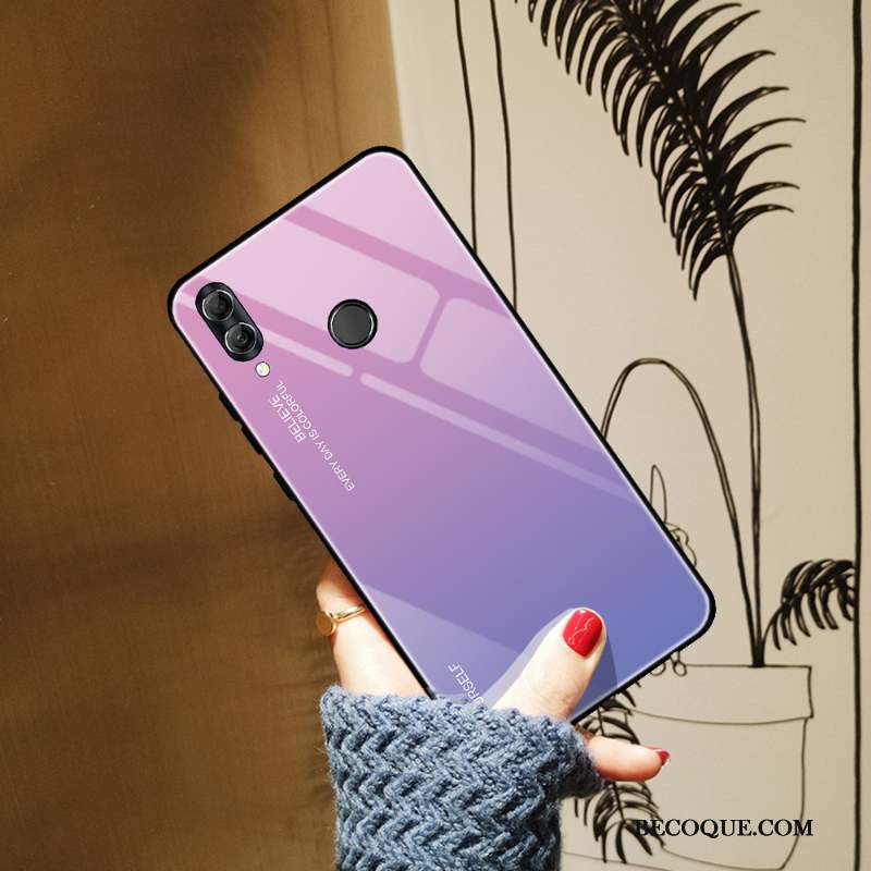 Huawei P Smart 2019 Coque Bleu Étui Verre Trempé Protection Dégradé De Couleur Incassable