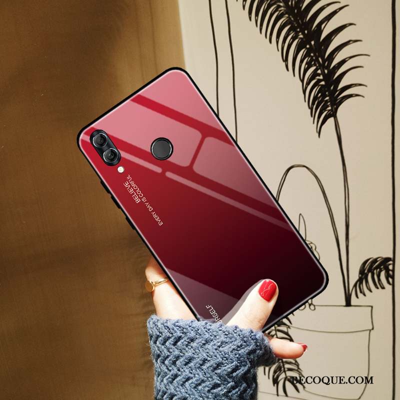 Huawei P Smart 2019 Coque Bleu Étui Verre Trempé Protection Dégradé De Couleur Incassable