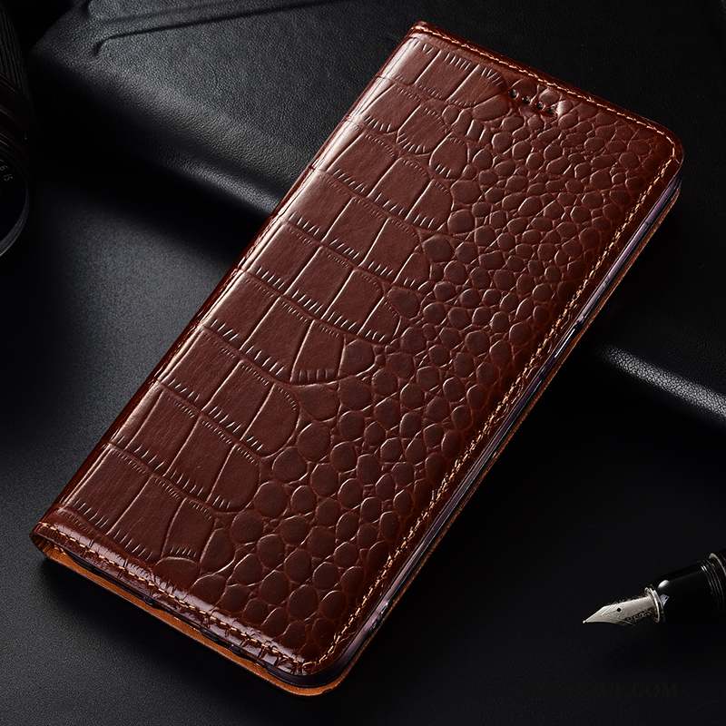 Huawei P Smart 2019 Coque Cuir Véritable Tout Compris Étui Crocodile Bleu Protection