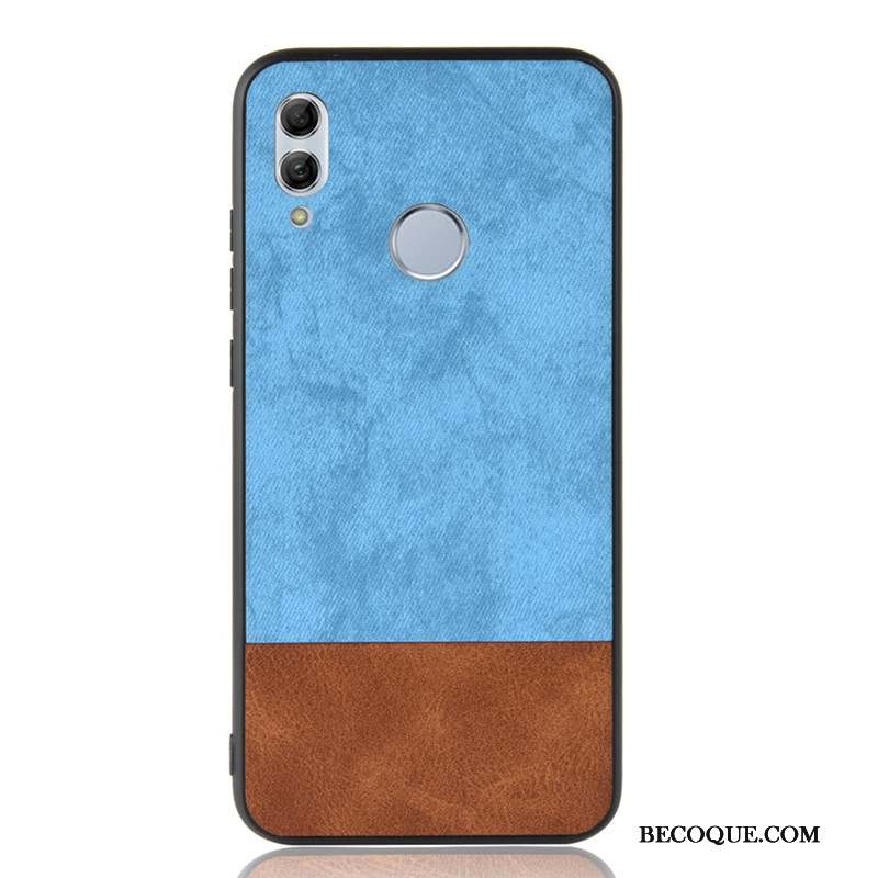 Huawei P Smart 2019 Coque En Denim Tout Compris Modèle Fleurie Bleu Protection Cuir