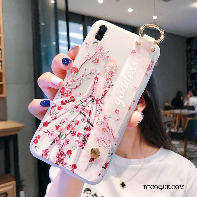 Huawei P Smart+ 2019 Coque Fleur De Pêche Protection Créatif Tempérer Membrane Tout Compris