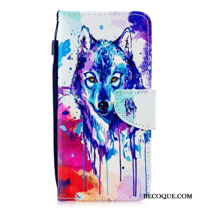 Huawei P Smart 2019 Coque Housse Protection Étui Dessin Animé Étui En Cuir Violet