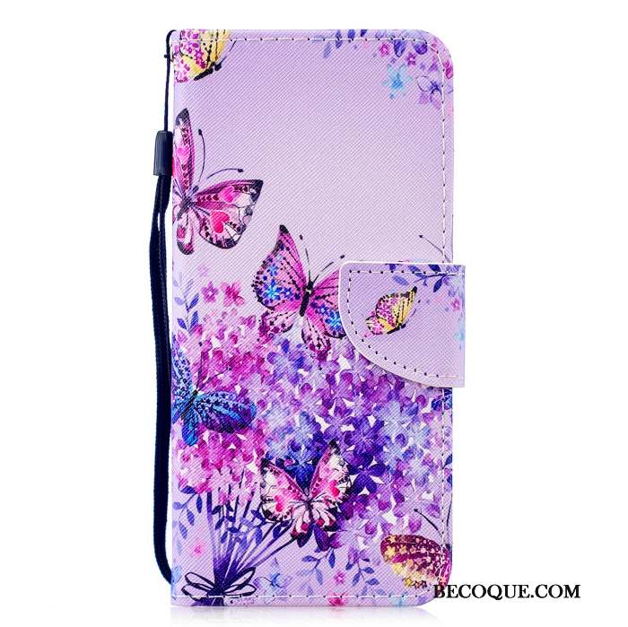 Huawei P Smart 2019 Coque Housse Protection Étui Dessin Animé Étui En Cuir Violet