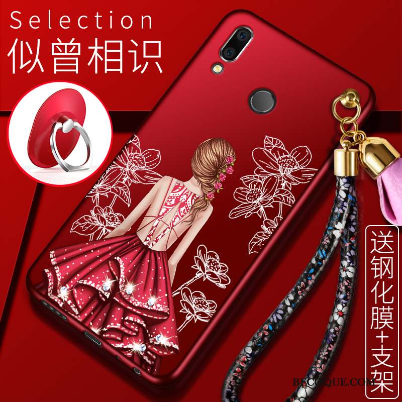 Huawei P Smart 2019 Coque Incassable Tendance Silicone Jeunesse Téléphone Portable Rouge