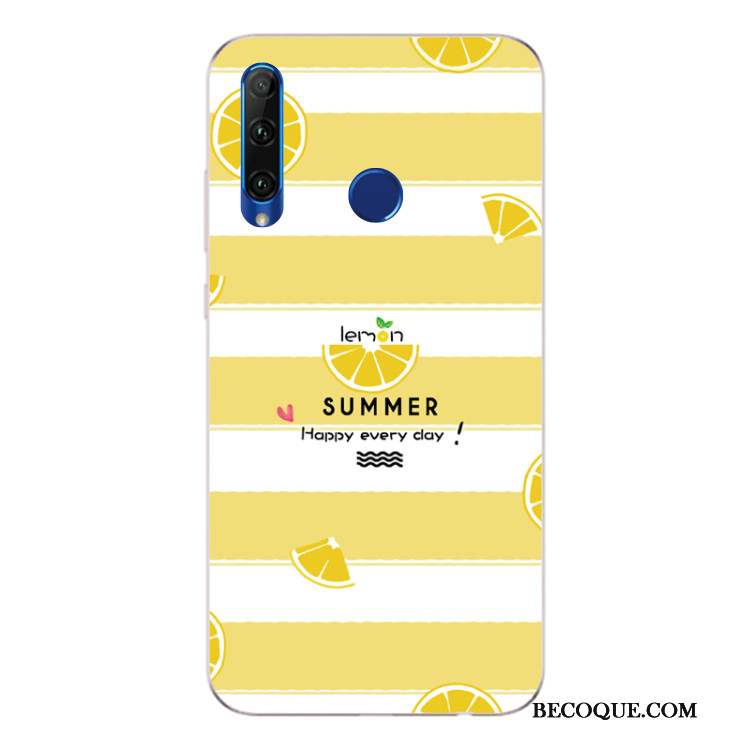 Huawei P Smart+ 2019 Coque Jaune Silicone Tout Compris Frais Citron Fluide Doux