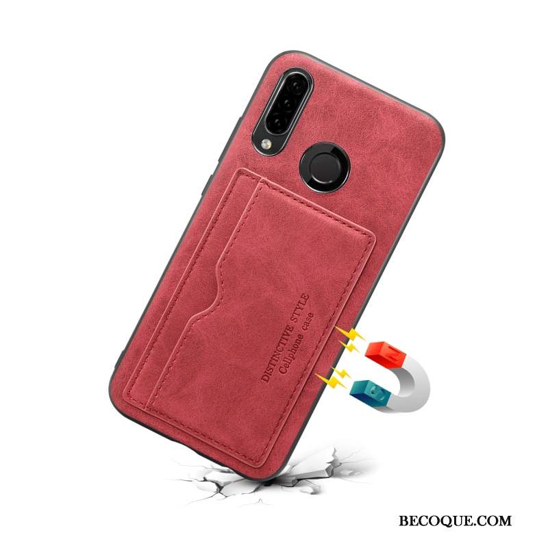 Huawei P Smart+ 2019 Coque Légères Fluide Doux Rouge Incassable Étui Protection